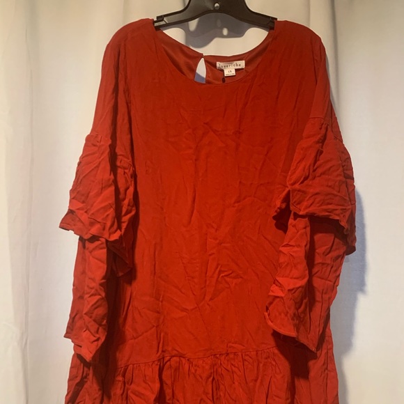 Plus Sized Ruffle Sleeved Rust Dress NWT - Picture 2 of 7